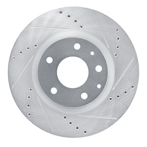Mazda 3 Brake Rotor (1) - Front Right - R1 Concepts - Drilled & Slotted - Silver - `19-`25
